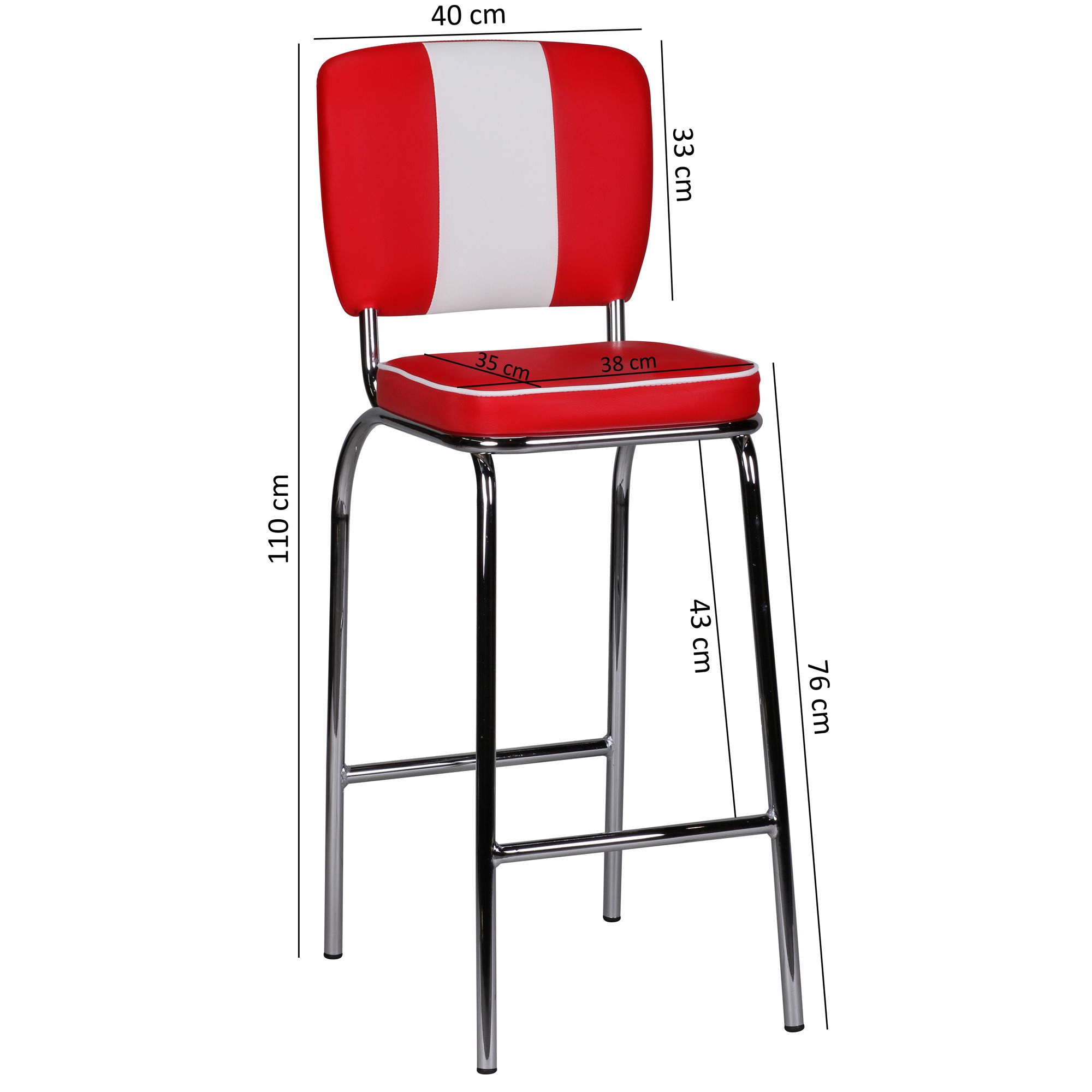 Barhocker American Diner Barstuhl 50er Jahre Retro Stuhl US Style Tresenstuhl – Ansicht 3