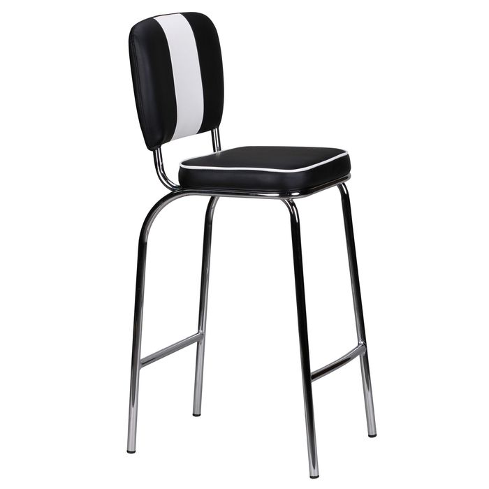 FineBuy Barhocker American Diner 50er Jahre Retro Barstuhl, Sitzfläche mit Rücken-Lehne, Fußstütze, Sitzhöhe 76 cm 10541