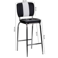 Barhocker American Diner Barstuhl 50er Jahre Retro Stuhl US Style Tresenstuhl – Ansicht 3