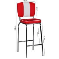 4er Set Barhocker American Diner Barstuhl 50er Jahre Retro Stuhl US 2 Stück USA – Ansicht 2