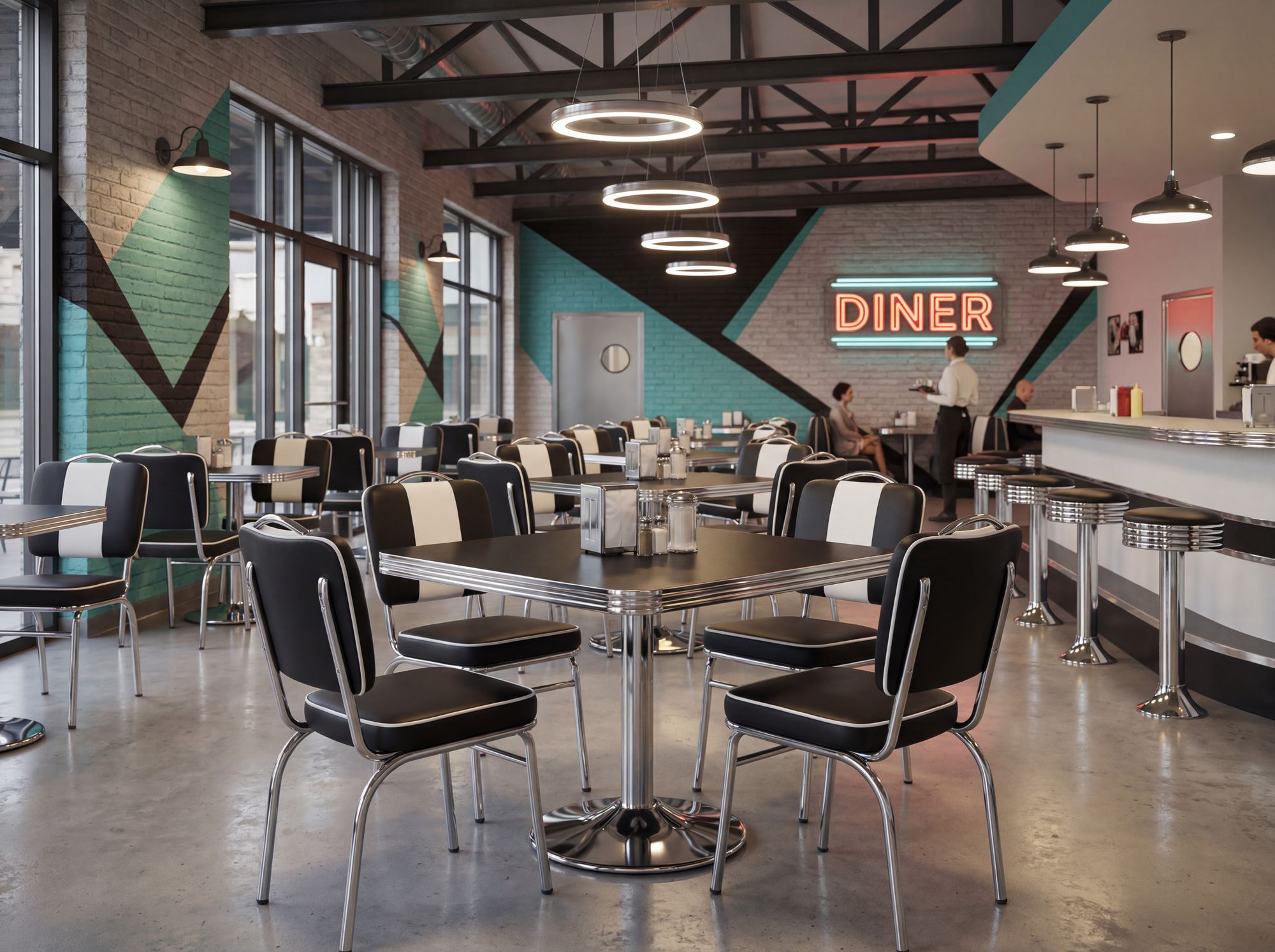 Esszimmerstuhl American Diner Stuhl 50er Jahre Retro Möbel Stuhl Bistro Essstuhl – Ansicht 2