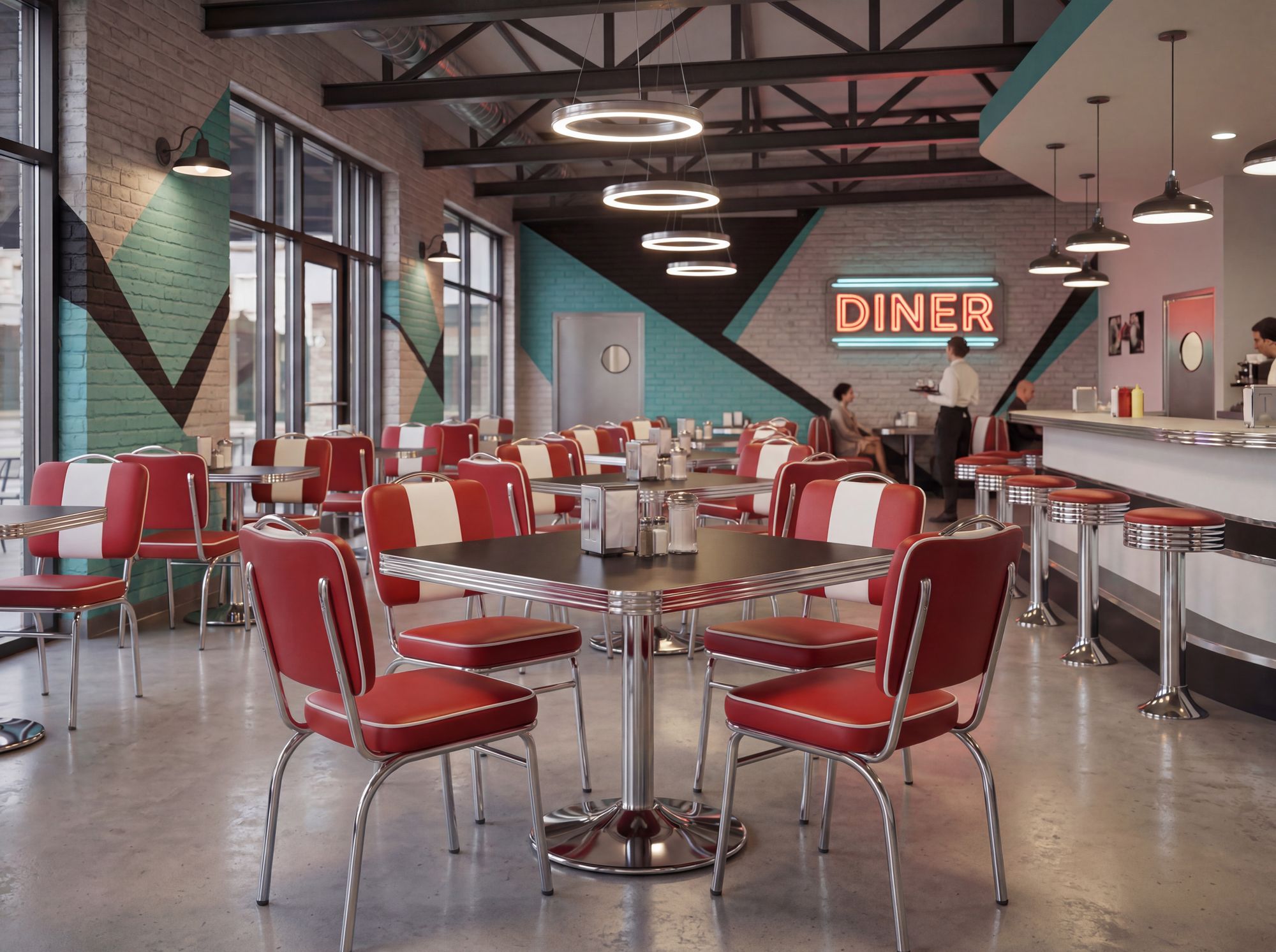 Esszimmerstuhl American Diner Stuhl 50er Jahre Retro Möbel Stuhl Bistro Essstuhl – Ansicht 2