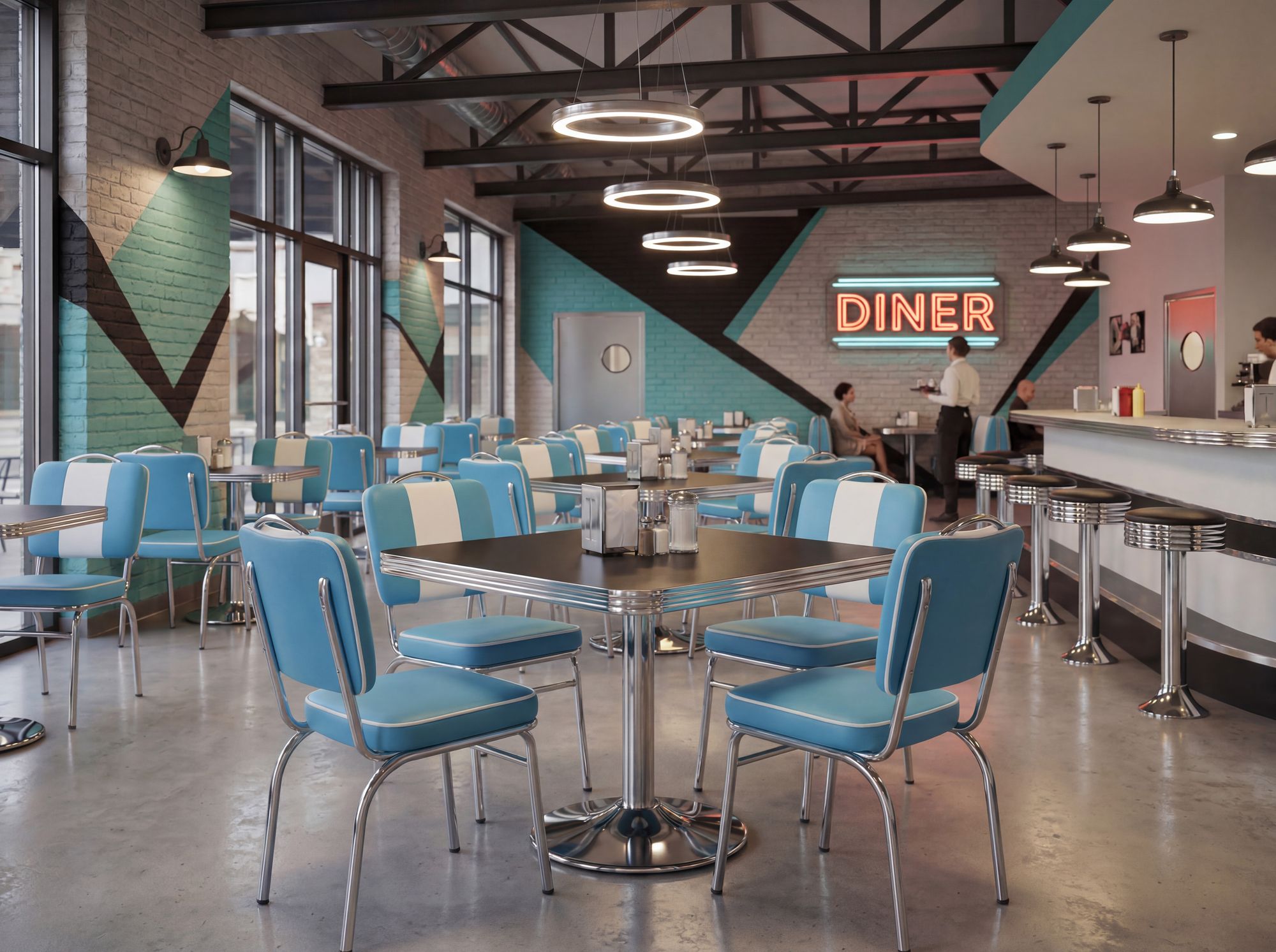 Esszimmerstuhl American Diner Stuhl 50er Jahre Retro Möbel Stuhl Bistro Essstuhl – Ansicht 2