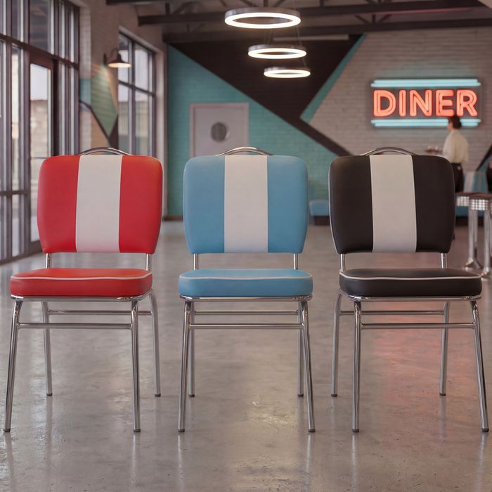 FineBuy Esszimmerstuhl American Diner 50er Jahre Retro Stuhl, Sitzfläche mit Rückenlehne, Sitzhöhe 47 cm