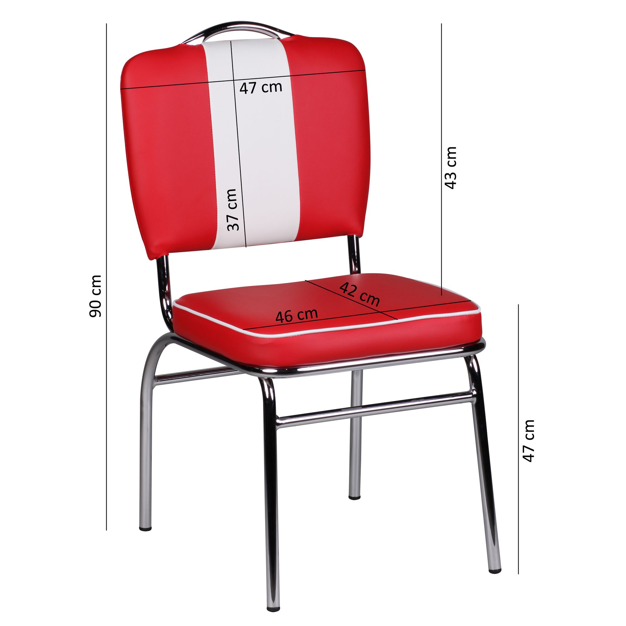2er Set Esszimmerstuhl Kunstleder American Diner Retro Stuhl Sessel gepolstert – Ansicht 4