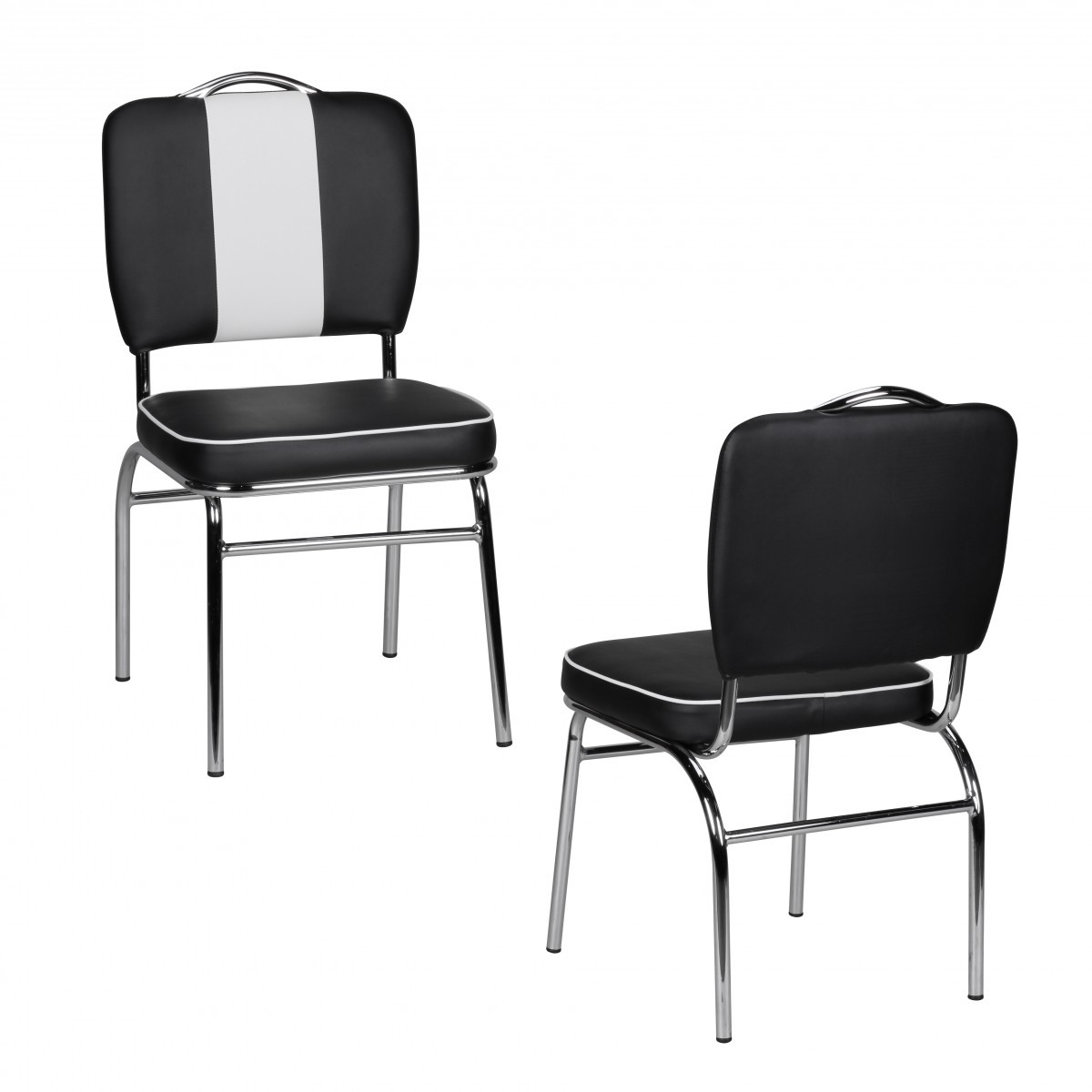 2er Set Esszimmerstuhl Kunstleder American Diner Retro Stuhl Sessel gepolstert – Ansicht 1