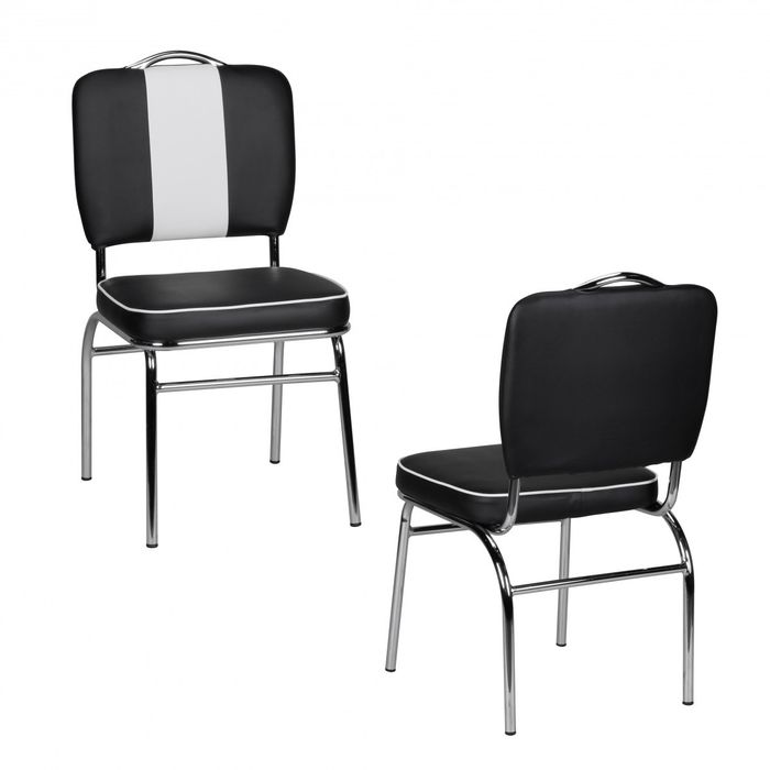 2er Set Esszimmerstuhl Kunstleder American Diner Retro Stuhl Sessel gepolstert
