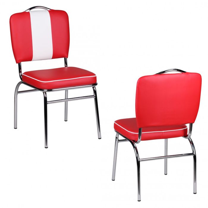 2er Set Esszimmerstuhl Kunstleder American Diner Retro Stuhl Sessel gepolstert