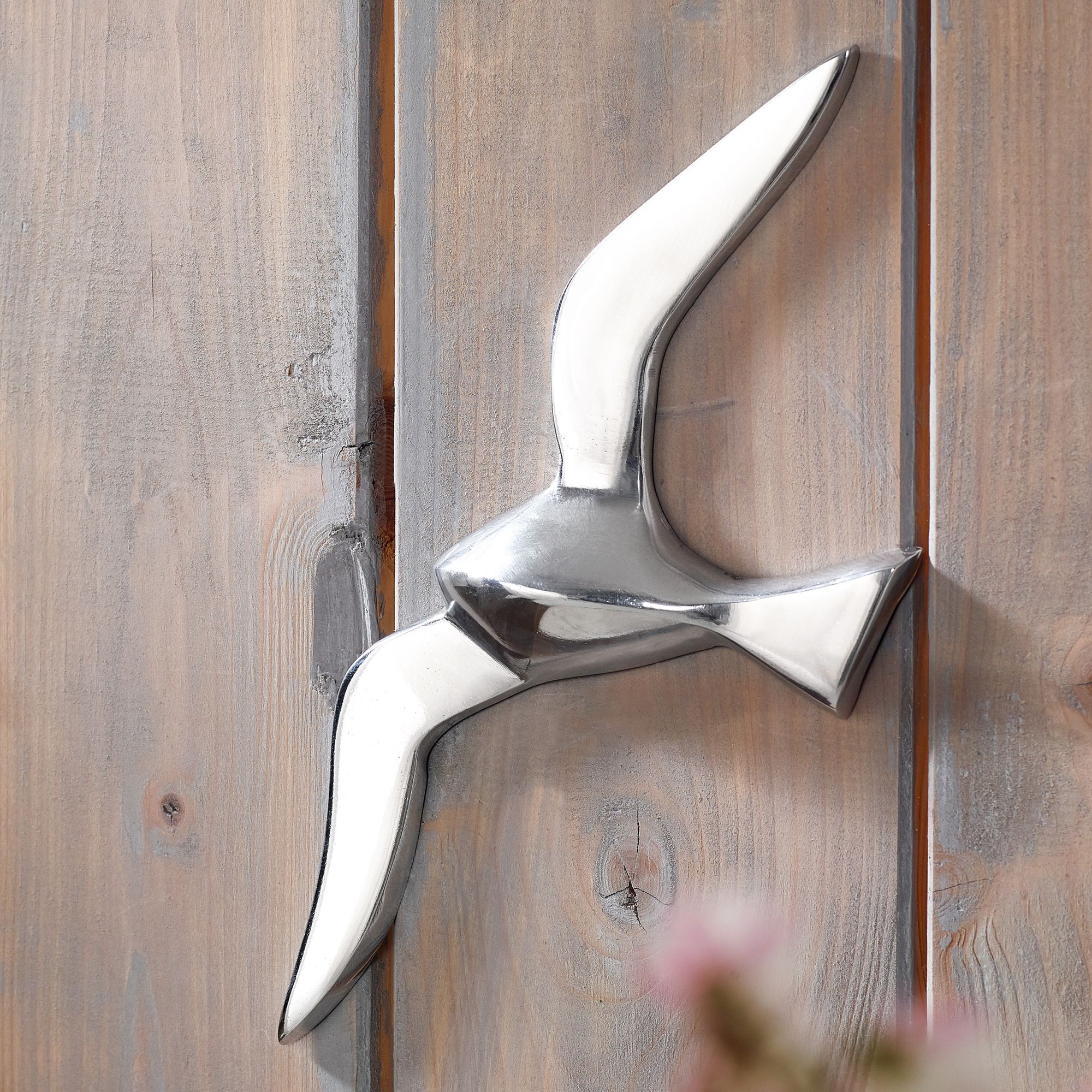 Deko Möwe Metall Alu poliert Vogel Silber Design Tier Maritim Wohnzimmer modern – Ansicht 1