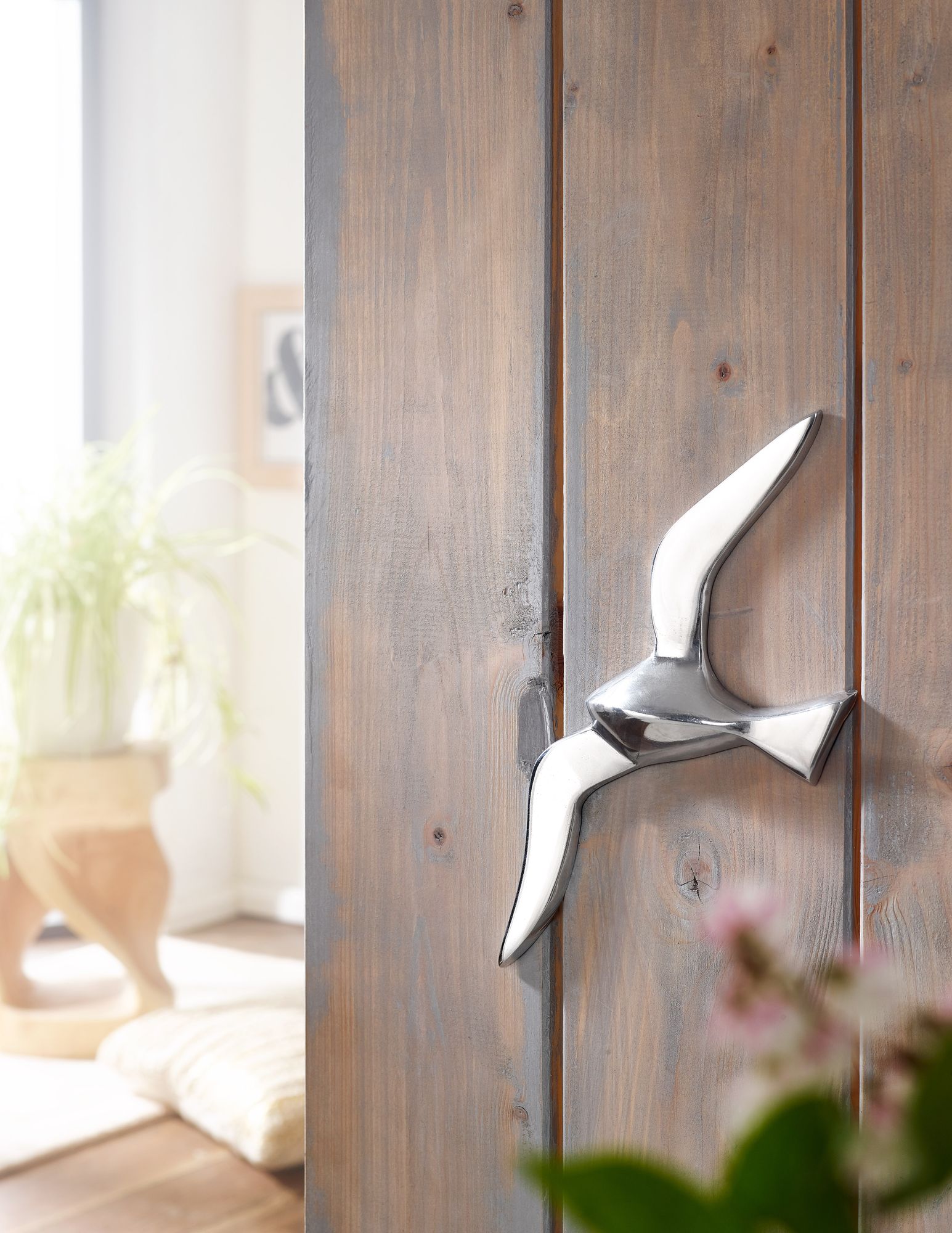 Deko Möwe Metall Alu poliert Vogel Silber Design Tier Maritim Wohnzimmer modern – Ansicht 2