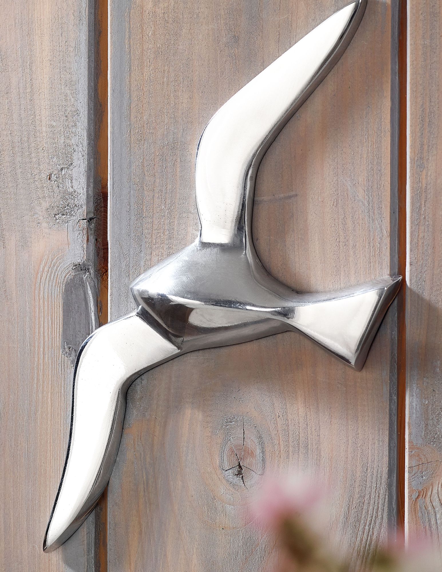 Deko Möwe Metall Alu poliert Vogel Silber Design Tier Maritim Wohnzimmer modern – Ansicht 4