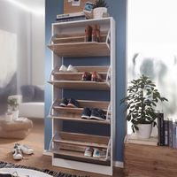 FineBuy Schuhkipper 4 Fächer 24 Paar Schuhe Schuhkommode Schuhschrank Sonoma – Ansicht 1
