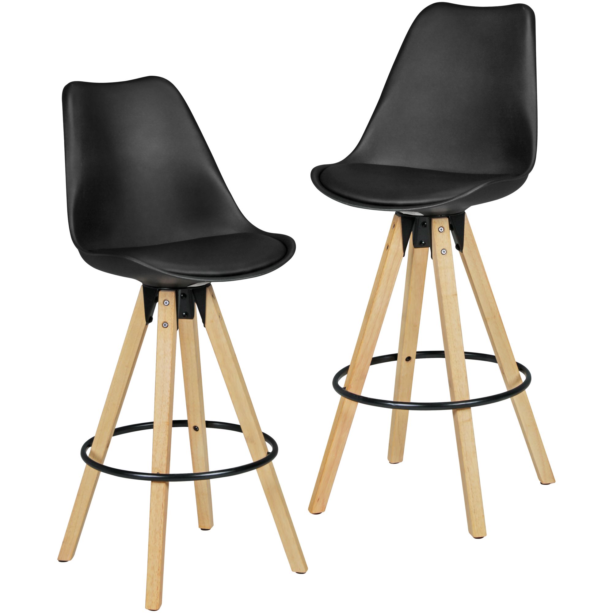 FineBuy 2er Set Barhocker Retro Design Stoff Holz mit Lehne, Design Barstuhl Retro Skandinavisch 2 Stück, Tresenhocker Sitzhöhe 77 cm | Farbe: Schwarz FineBuy 2er Set Barhocker Retro Design Stoff Holz mit Lehne, Design Barstuhl Retro Skandinavisch 2 Stück, Tresenhocker Sitzhöhe 77 cm | Farbe: Schwarz