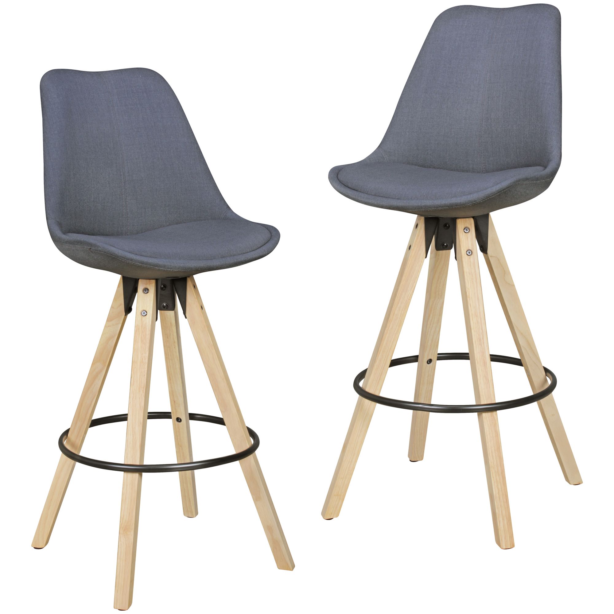 FineBuy 2er Set Barhocker Retro Design Stoff Holz mit Lehne, Design Barstuhl Retro Skandinavisch 2 Stück, Tresenhocker Sitzhöhe 77 cm | Farbe: Schwarz FineBuy 2er Set Barhocker Retro Design Stoff Holz mit Lehne, Design Barstuhl Retro Skandinavisch 2 Stück, Tresenhocker Sitzhöhe 77 cm | Farbe: Schwarz