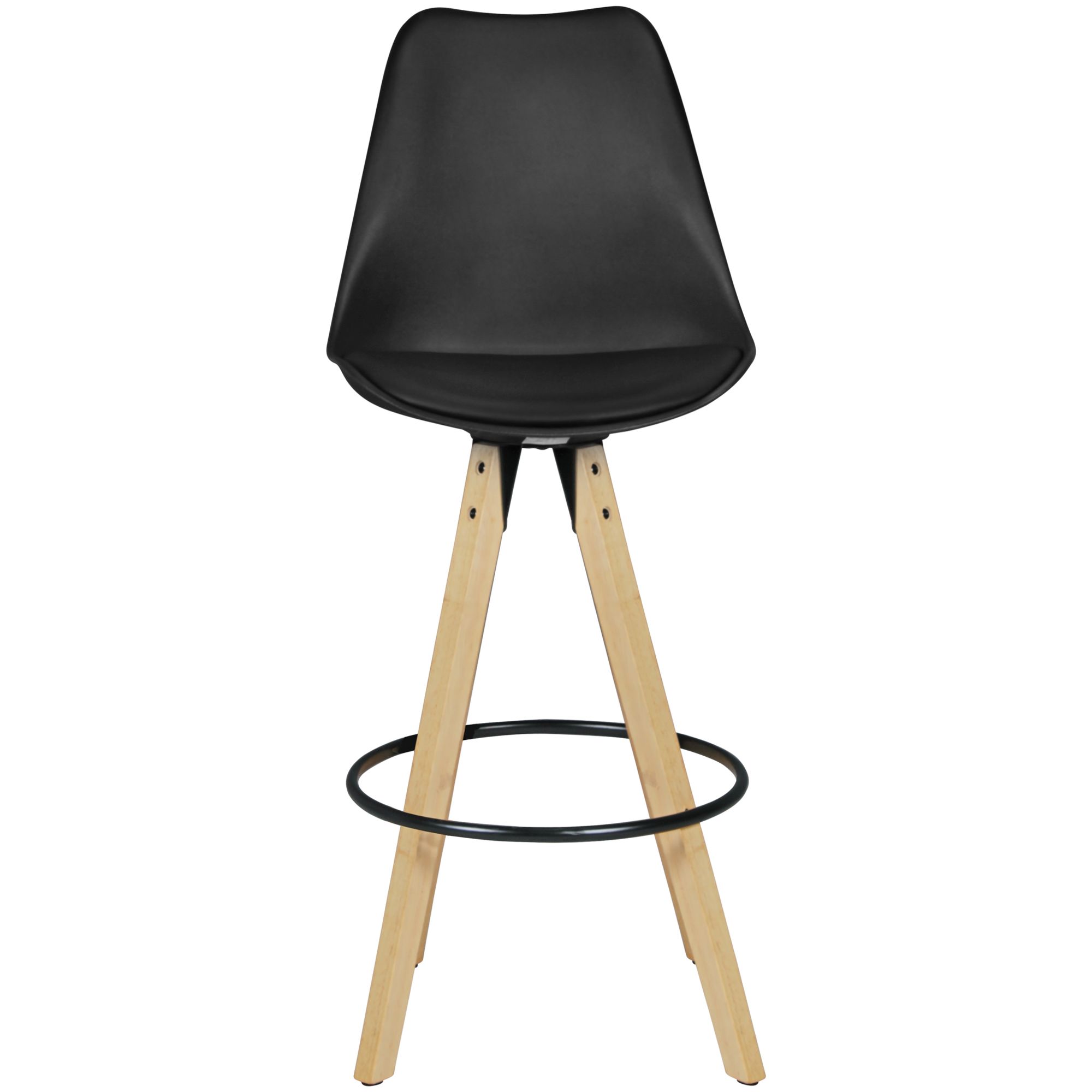 2er Set Barhocker Retro Design Stoff Holz mit Lehne Barstühle Tresenhocker – Ansicht 1