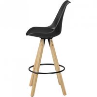 2er Set Barhocker Retro Design Stoff Holz mit Lehne Barstühle Tresenhocker – Ansicht 3