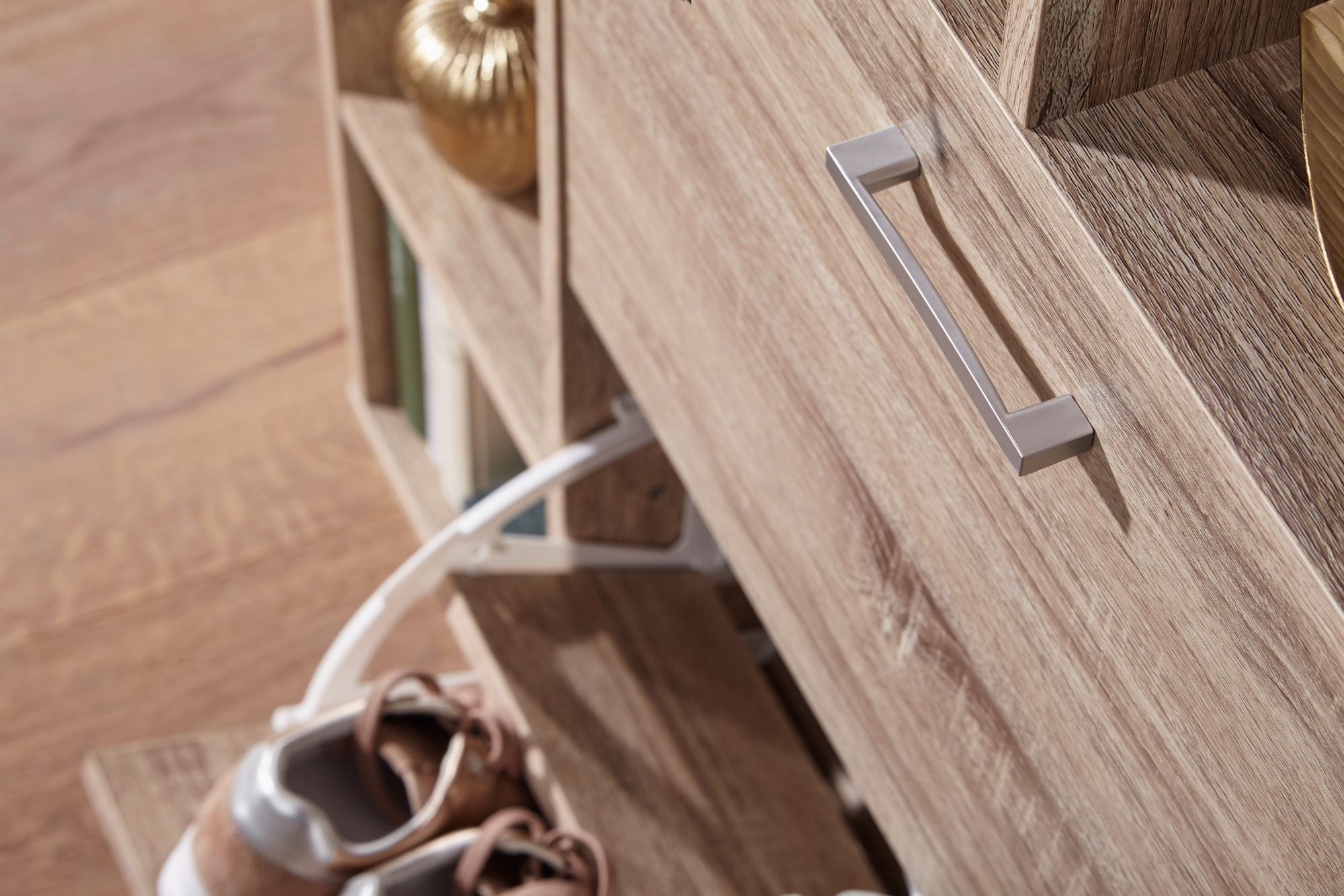 Schuhkipper Holz 2 Fächer Sonoma 12 Paar Schuhe Schuhschrank Schuhkommode – Ansicht 6