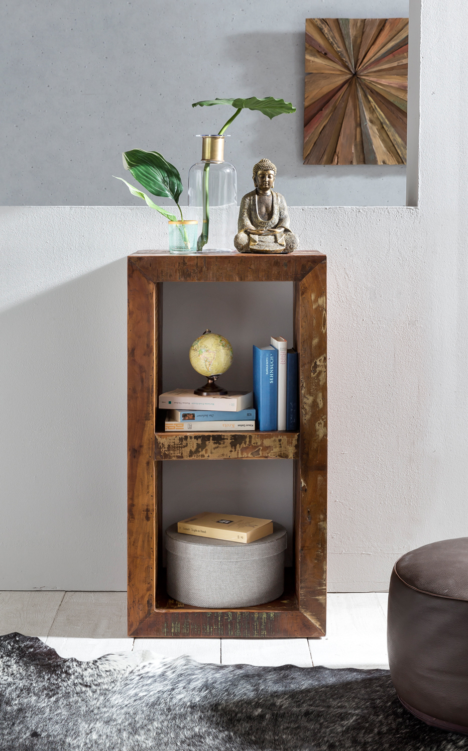 FineBuy Bücherregal KALKUTTA 45 x 35 x 90 cm Standregal Massiv Regal Cube – Ansicht 4