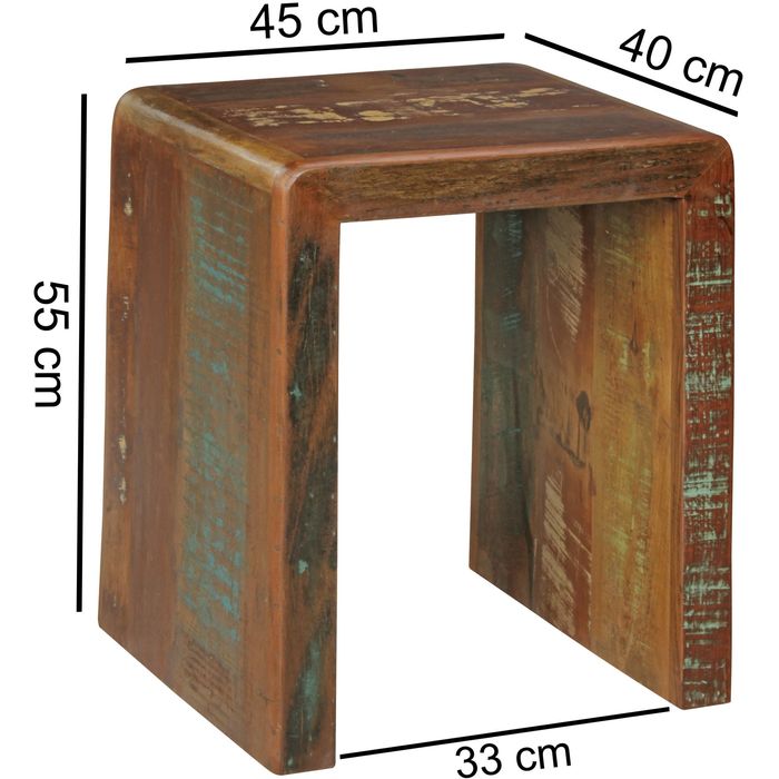 FineBuy Beistelltisch KALKUTTA 45 x 40 x 55 cm Couchtisch Nachttisch Wohnzimmer – Maßzeichnung