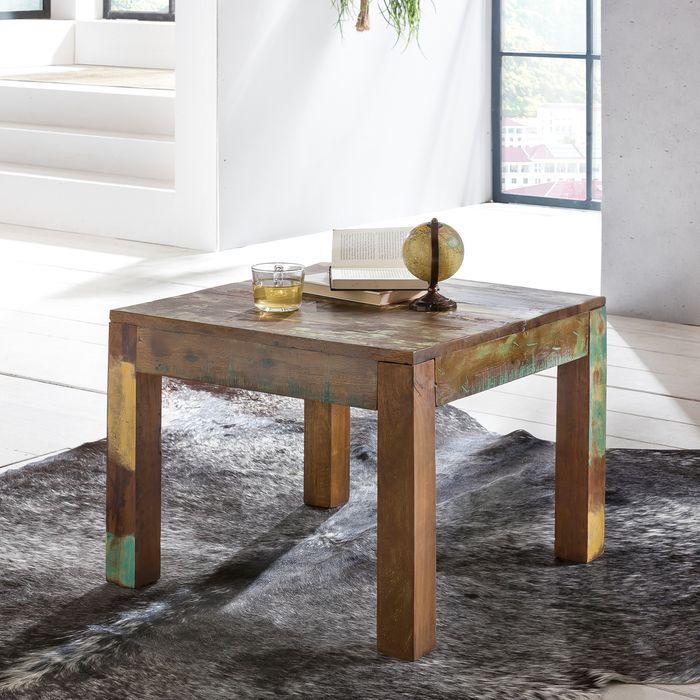 FineBuy Couchtisch KALKUTTA 60 x 47 x 60cm Beistelltisch Wohnzimmer Tisch Massiv