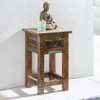 FineBuy Beistelltisch 50 cm Nachttisch Schublade Massiv Holztisch Nachtkonsole – Ansicht 1