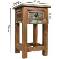 FineBuy Beistelltisch 50 cm Nachttisch Schublade Massiv Holztisch Nachtkonsole – Ansicht 2