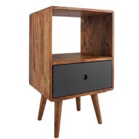 Retro Nachtkonsole + Schub Nachtschrank Holz Nachtkästchen Nachttisch Boxspring – Ansicht 6