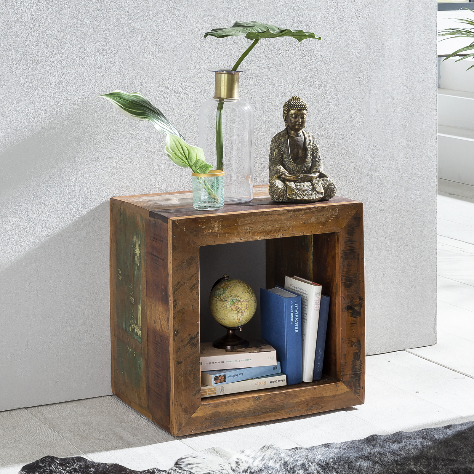 FineBuy Beistelltisch KALKUTTA 45 x 45 x 35 cm Wohnzimmertisch Cube Regal Tisch – Ansicht 1