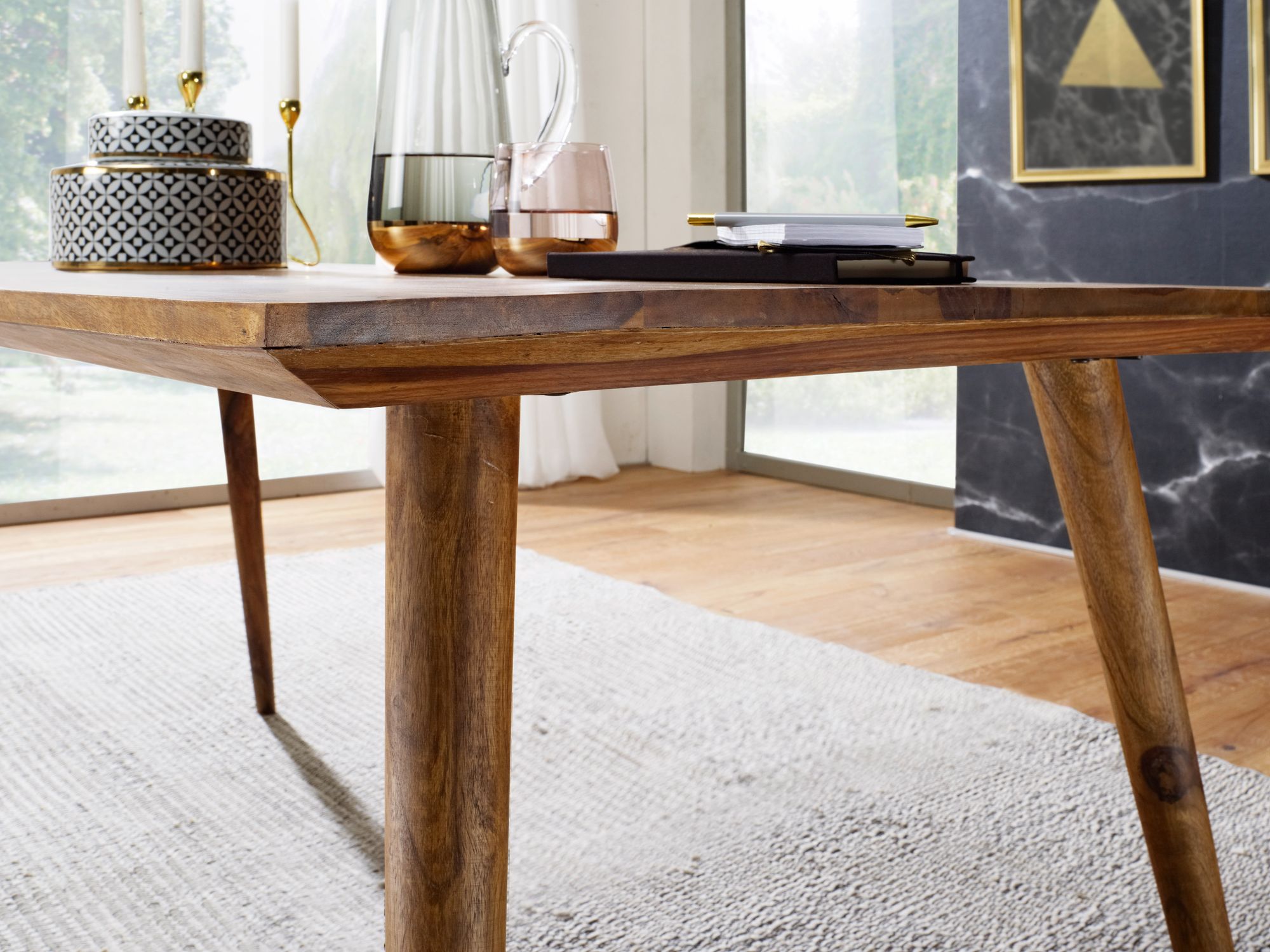 Esstisch natur braun Esszimmertisch Sheesham Küchentisch rustikal Massiv Holz – Ansicht 5