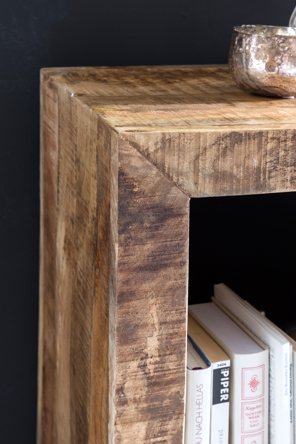 FineBuy Standregal 45 x 90 x 35 cm Bücherregal Mangoholz Beistelltisch Massiv – Ansicht 4