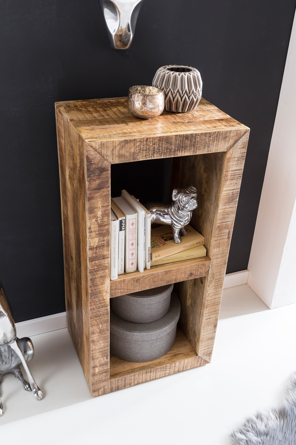 FineBuy Standregal 45 x 90 x 35 cm Bücherregal Mangoholz Beistelltisch Massiv – Ansicht 5
