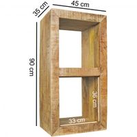 FineBuy Standregal 45 x 90 x 35 cm Bücherregal Mangoholz Beistelltisch Massiv – Ansicht 3