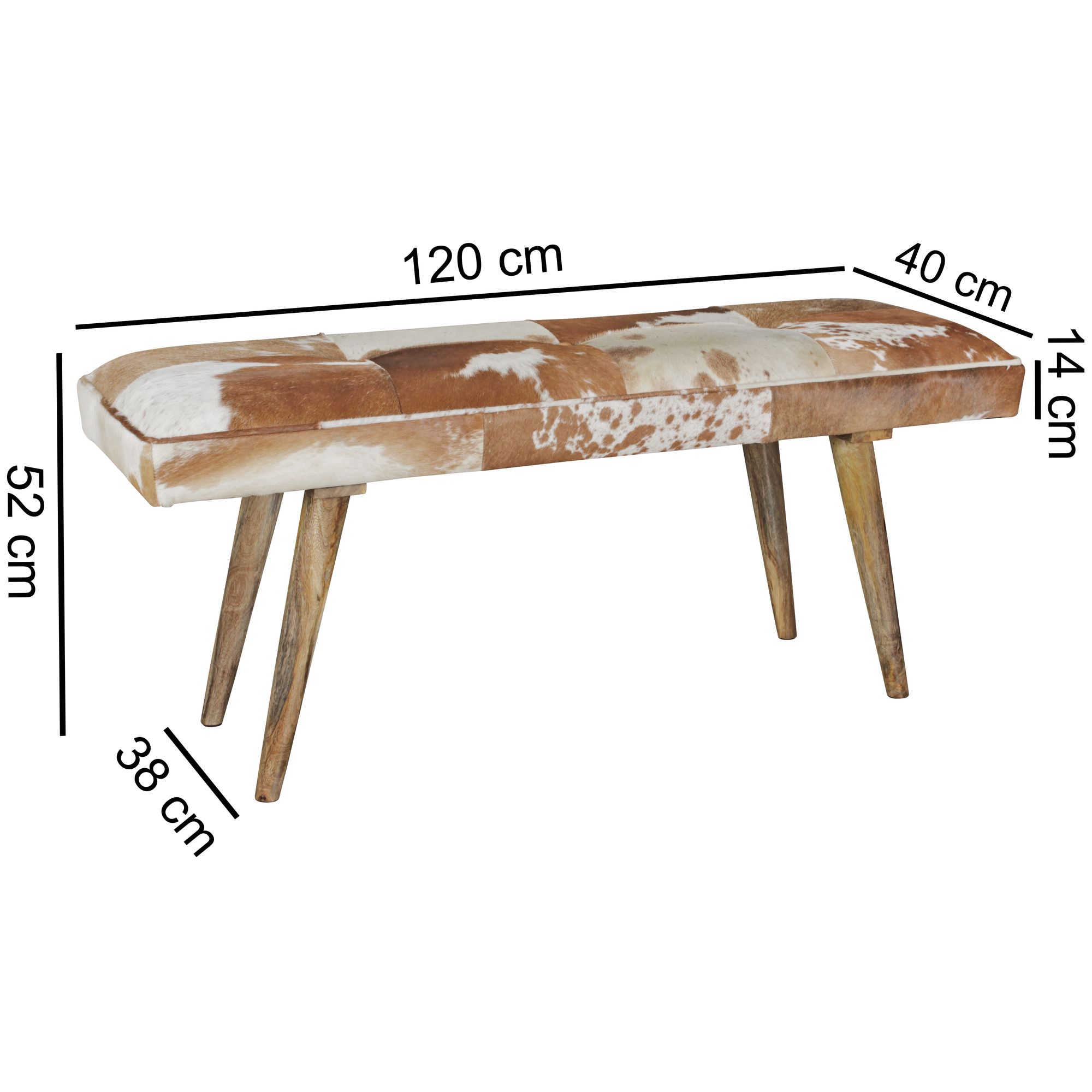Sitzbank gepolstert 120cm Ziegenfell Garderobenbank Design Flurbank Bettbank – Ansicht 2