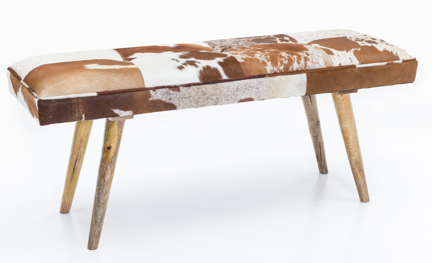 Sitzbank gepolstert 120cm Ziegenfell Garderobenbank Design Flurbank Bettbank – Ansicht 5