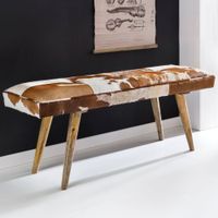 Sitzbank gepolstert 120cm Ziegenfell Garderobenbank Design Flurbank Bettbank – Ansicht 1