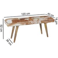 Sitzbank gepolstert 120cm Ziegenfell Garderobenbank Design Flurbank Bettbank – Ansicht 2