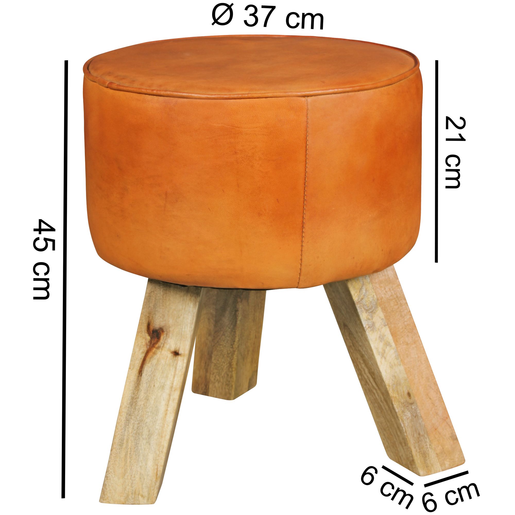 FineBuy Sitzhocker FB45553 Holz 37x45x37 cm Modern Design Hocker mit Leder – Ansicht 3