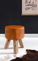 FineBuy Sitzhocker FB45553 Holz 37x45x37 cm Modern Design Hocker mit Leder – Ansicht 2