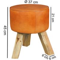 FineBuy Sitzhocker FB45553 Holz 37x45x37 cm Modern Design Hocker mit Leder – Ansicht 3