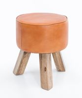 FineBuy Sitzhocker FB45553 Holz 37x45x37 cm Modern Design Hocker mit Leder – Ansicht 6