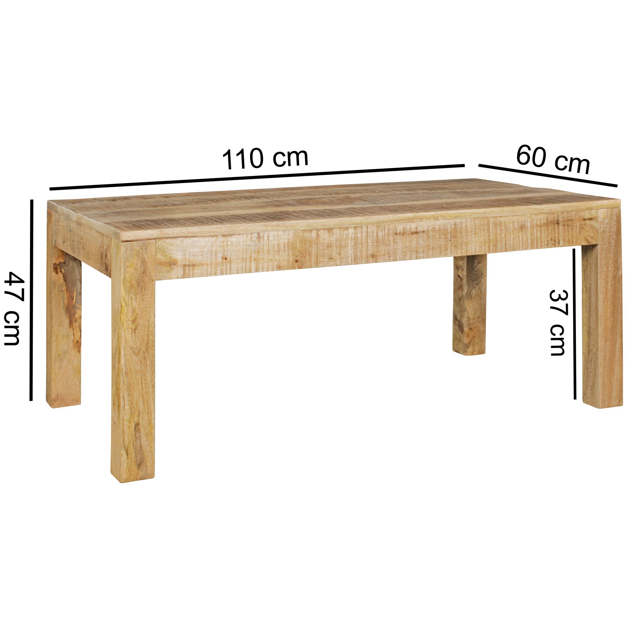 Couchtisch Mango Massivholz 110cm rechteckiger Wohnzimmertisch Landhausstil – Ansicht 3