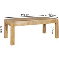 Couchtisch Mango Massivholz 110cm rechteckiger Wohnzimmertisch Landhausstil – Ansicht 3