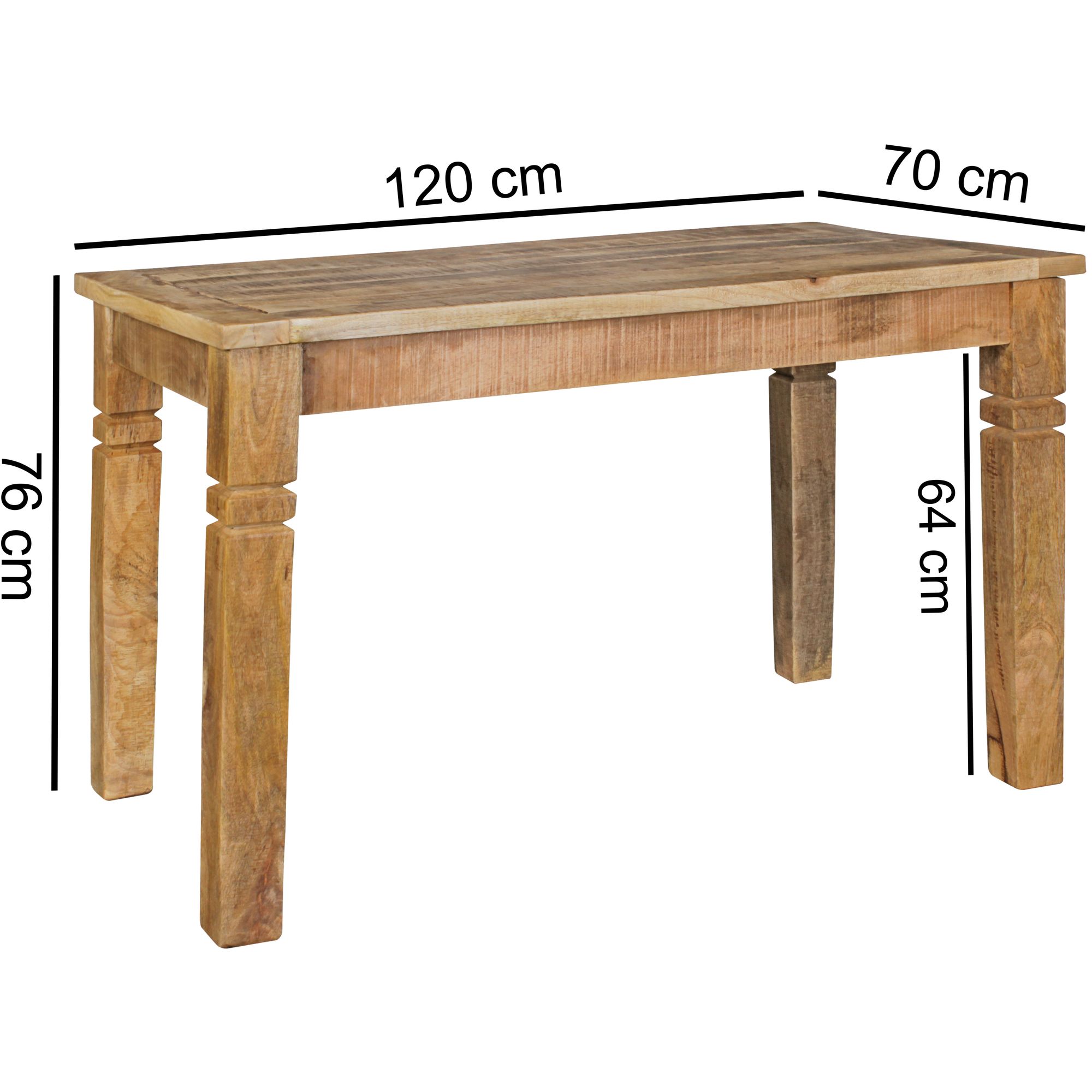 Esstisch 120cm Massivholz Natur Esszimmertisch Rustikaler Holztisch Küchentisch – Ansicht 3