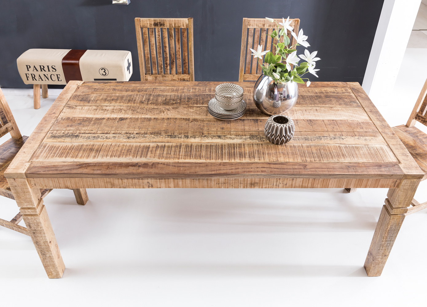 Esstisch 120cm Massivholz Natur Esszimmertisch Rustikaler Holztisch Küchentisch – Ansicht 6