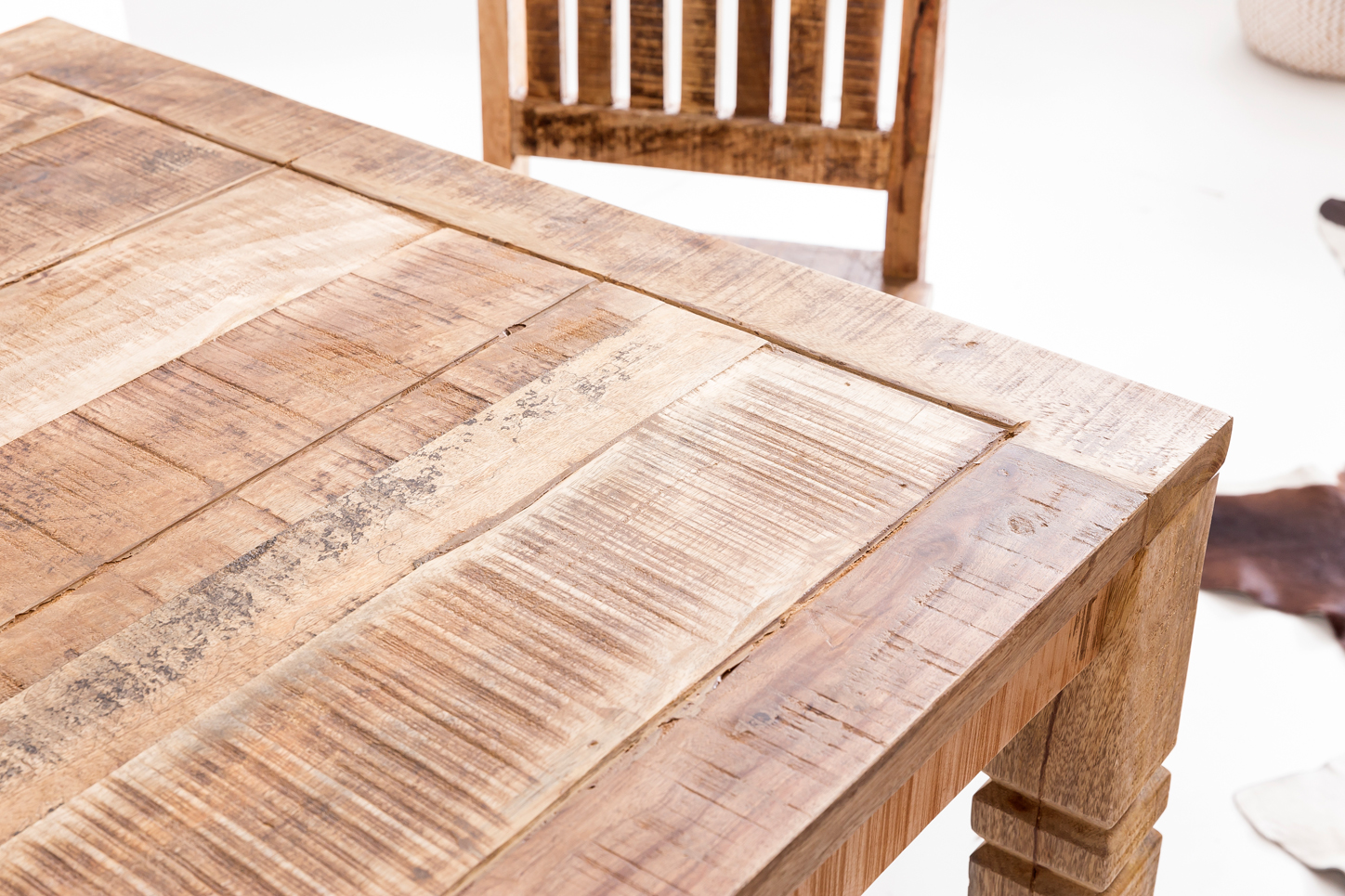 Esstisch 120cm Massivholz Natur Esszimmertisch Rustikaler Holztisch Küchentisch – Ansicht 7