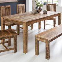 Esstisch 120cm Massivholz Natur Esszimmertisch Rustikaler Holztisch Küchentisch – Ansicht 1
