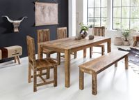 Esstisch 120cm Massivholz Natur Esszimmertisch Rustikaler Holztisch Küchentisch – Ansicht 2