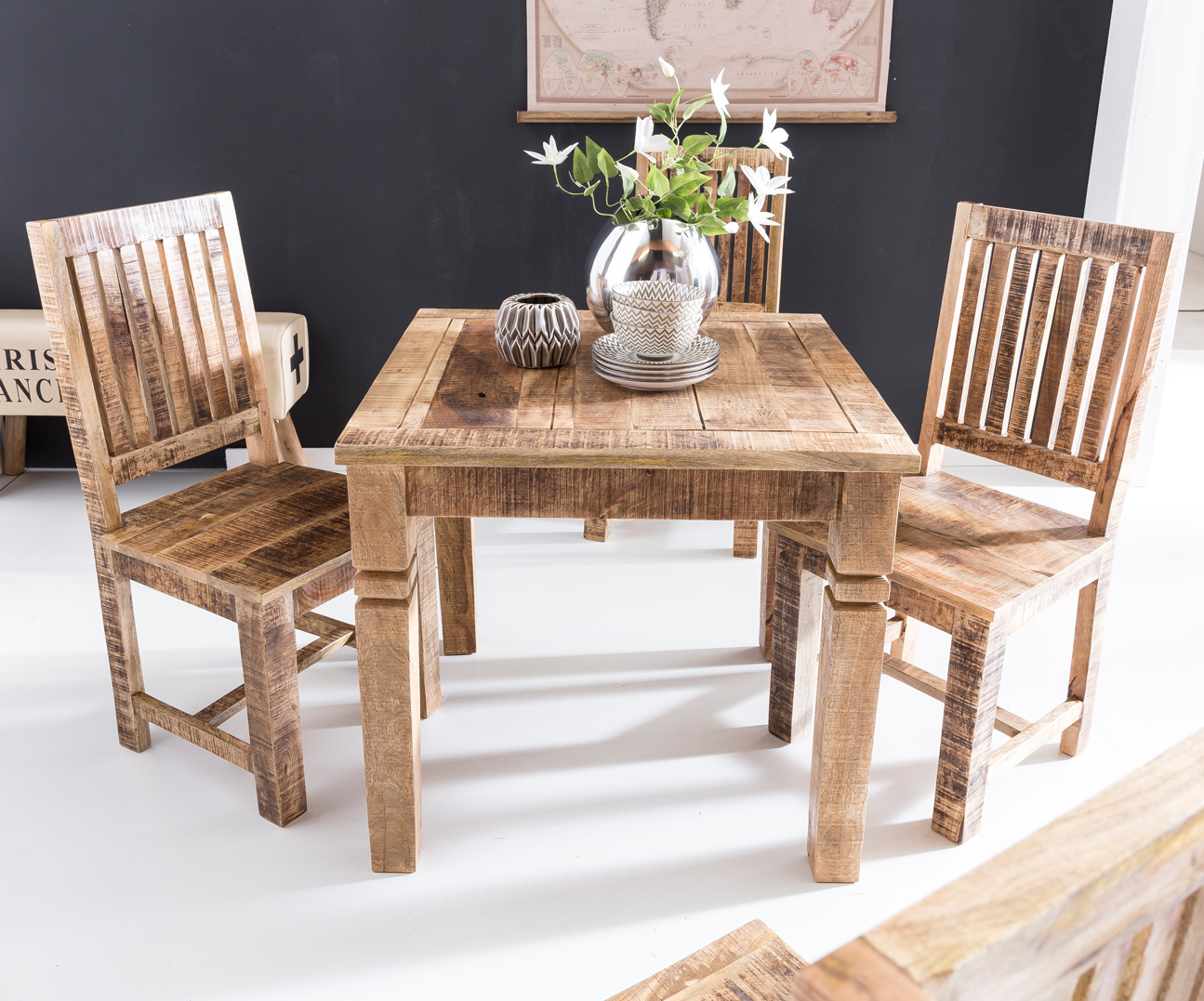 Esstisch quadratisch 80cm Massivholz Esszimmertisch rustikal Küchentisch massiv – Ansicht 2