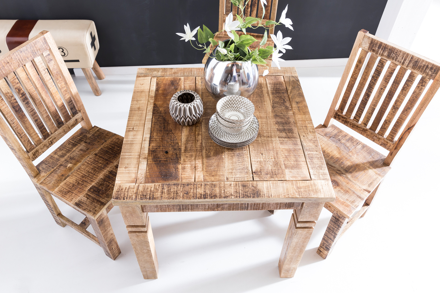 Esstisch quadratisch 80cm Massivholz Esszimmertisch rustikal Küchentisch massiv – Ansicht 4