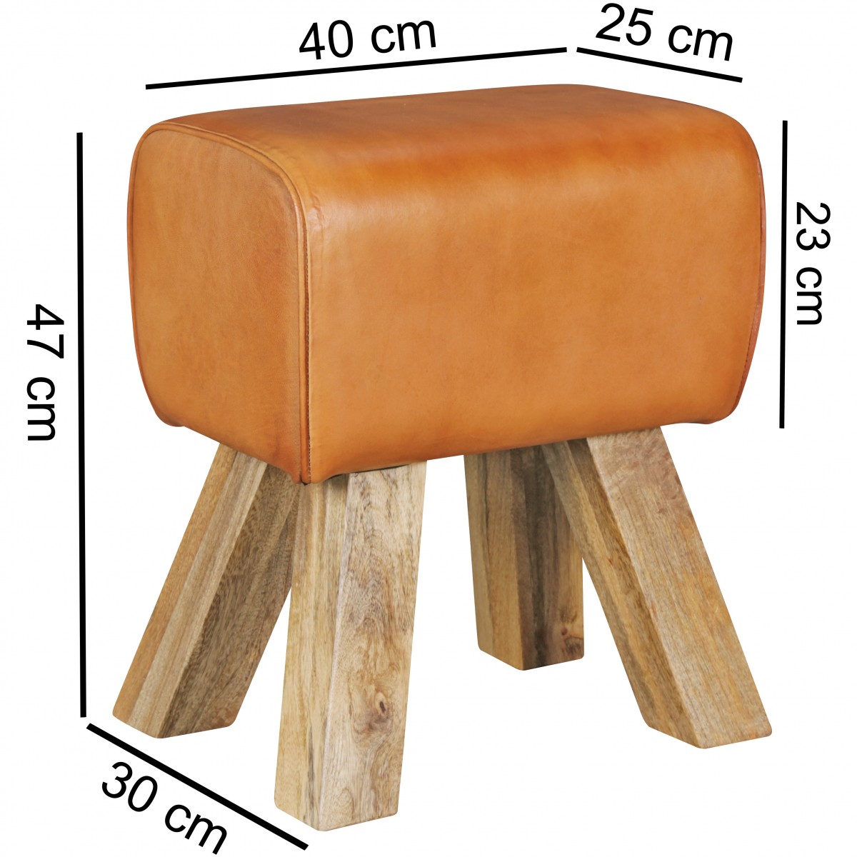 Design Sitzhocker Springbock Fußhocker Turnhocker Turnbock Pferd Leder Jeans – Ansicht 3